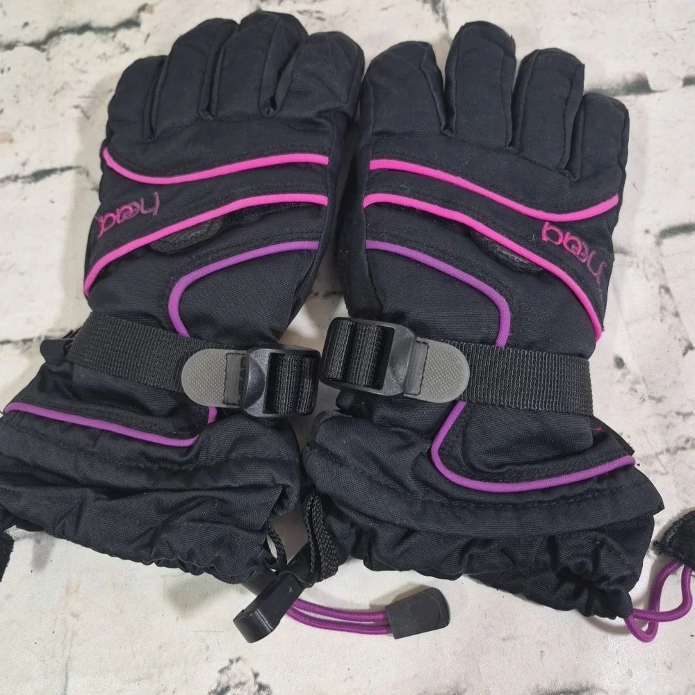 Head Girls Size M Gloves Black Pink Water Resistant Snow Ski Winter Sports